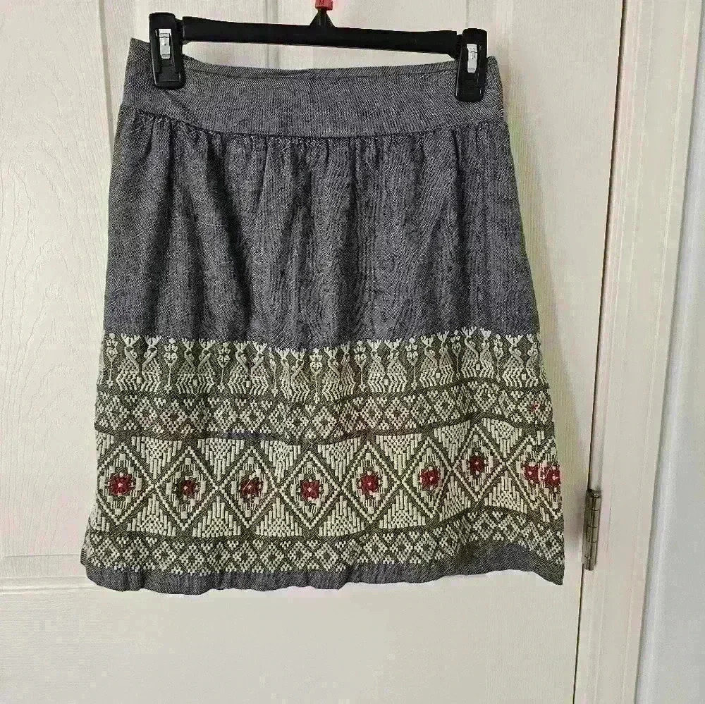 Lucky Brand Mexican Embroidered Denim Skirt Size XS